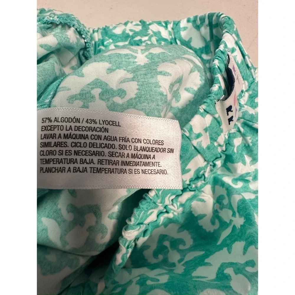 Roller Rabbit Green White Floral Block Print Pajama Boxer Shorts Womens XS NWT